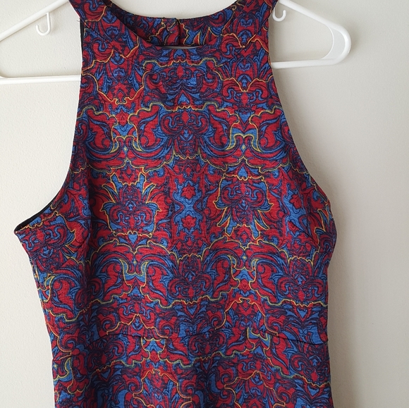 Red blue patterned racerback dress Lush size M - Picture 7 of 9